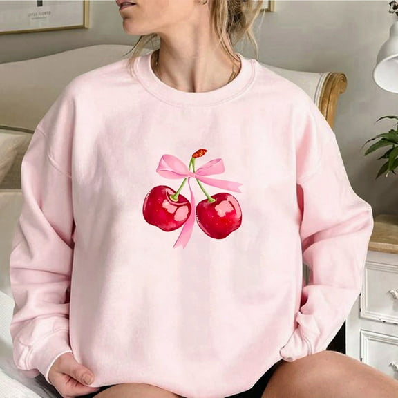 CLOISE Women Sweatshirt Printed Oversized Sweatshirts Crewneck Long Sleeve Hoodies Shirts Pink Drop Shoulder Basic Blouses Fall Soft Y2k Outfits XL