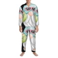 thumbnail image 3 of Gukieu Summer Gnome,Cute Gnome Print Men's Long-sleeved Pajamas Set, Elastic Waist Pajamas Button-down Pajamas Two-piece Set, Suitable for Adult Male Home Wear-Large, 3 of 7