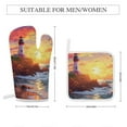 thumbnail image 2 of Ocean Lighthouse Oven Mitt And Pot Holder Set Oven Glove for Kitchen Baking Cooking Grilling, 2 of 6
