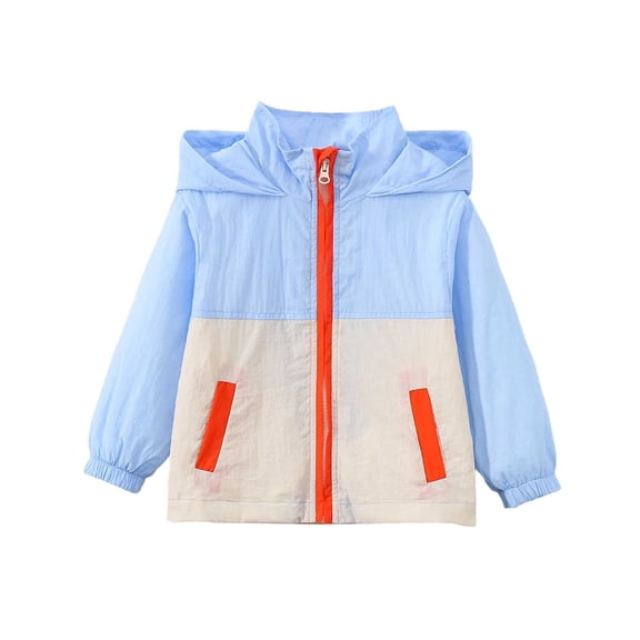 CAIVO Kids Boys Girls Patchwork Coats Hooded Jacket Toddler Windproof Zipper Outwear Long Sleeve Soft Outerwear