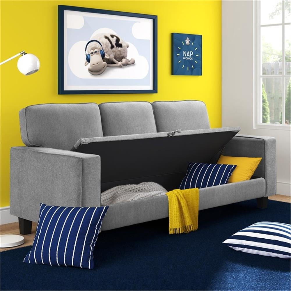 Serta Palisades 77" Track Arm Fabric Sofa with Storage Soft Gray