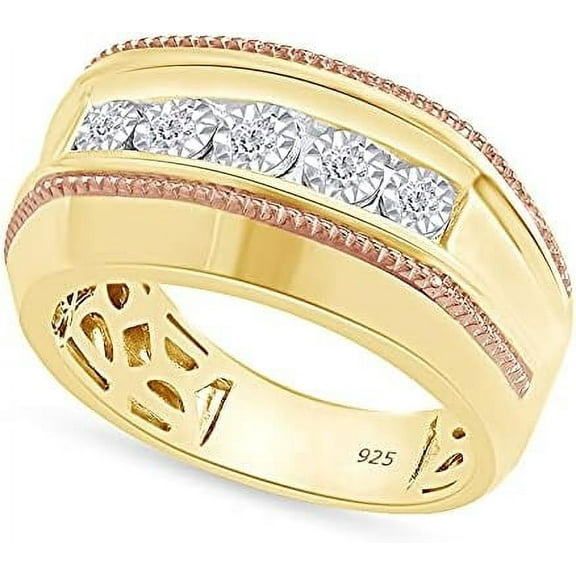 beryl_creation 2.00 Ct Round Cut Diamond Wedding Engagement Mens Ring 14K Two-Tone Gold Plated 925 Sterling Silver -9.5