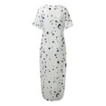 thumbnail image 5 of AZZAKVG Women Casual Short Sleeve Star Moon Print One Shoulder Pockets Loose Long Dress, 5 of 5