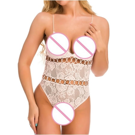 PuPy Lingerie for Women Plus Size Sexy Naughty Bunny Lingerie for Women Fishnet Lingerie Bodysuit Plus Halter V Neck Mini Bodysuit Strappy Lingerie for Women Naughty My Items Deals