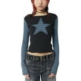 thumbnail image 3 of Hirigin Women Star Graphic Print Y2K Baby Tees Crop Tops Fairy Grunge Teens Girls Vintage Aesthetic Shirt Harajuku Streetwear, 3 of 6