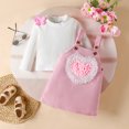 thumbnail image 2 of CAICJ98 Toddler Baby Girl Clothes Fall Winter Outfits Suspender Skirt Long Sleeve Newborn Shirt Tops Toddler Baby Girl Dress Infant Girls Gifts Pink,Size 12-18 Months, 2 of 7
