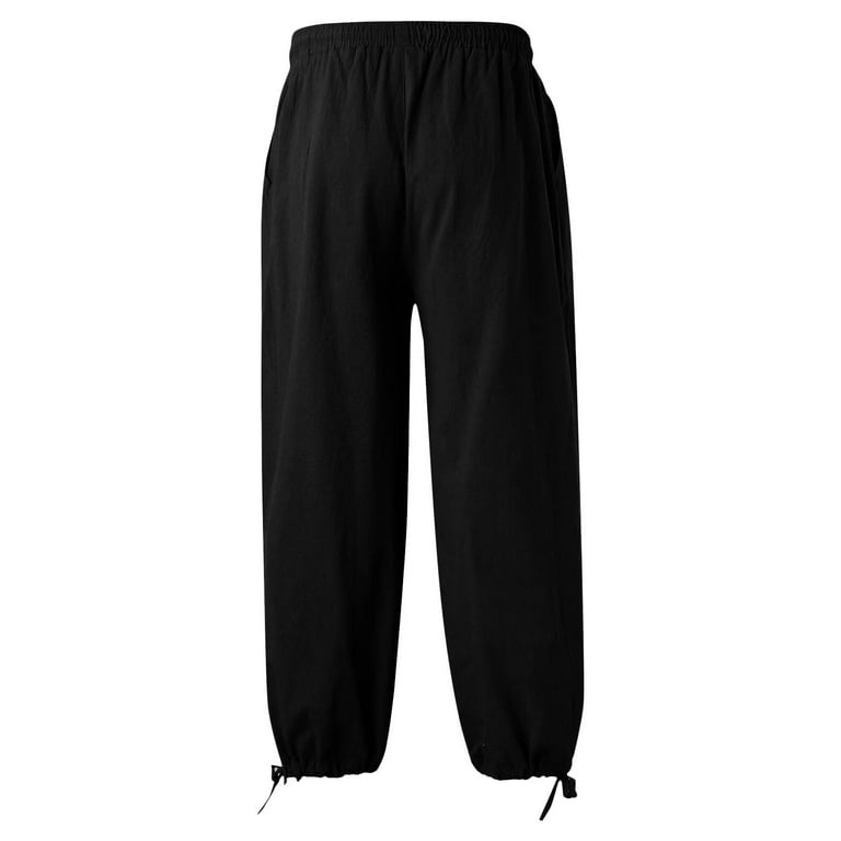 kant London Tilbageholdelse LEEy-world Work Pants for Men Men's Drawstring Cotton Linen Pants Casual  Elastic Waist Yoga Summer Pants Black,3XL - Walmart.com