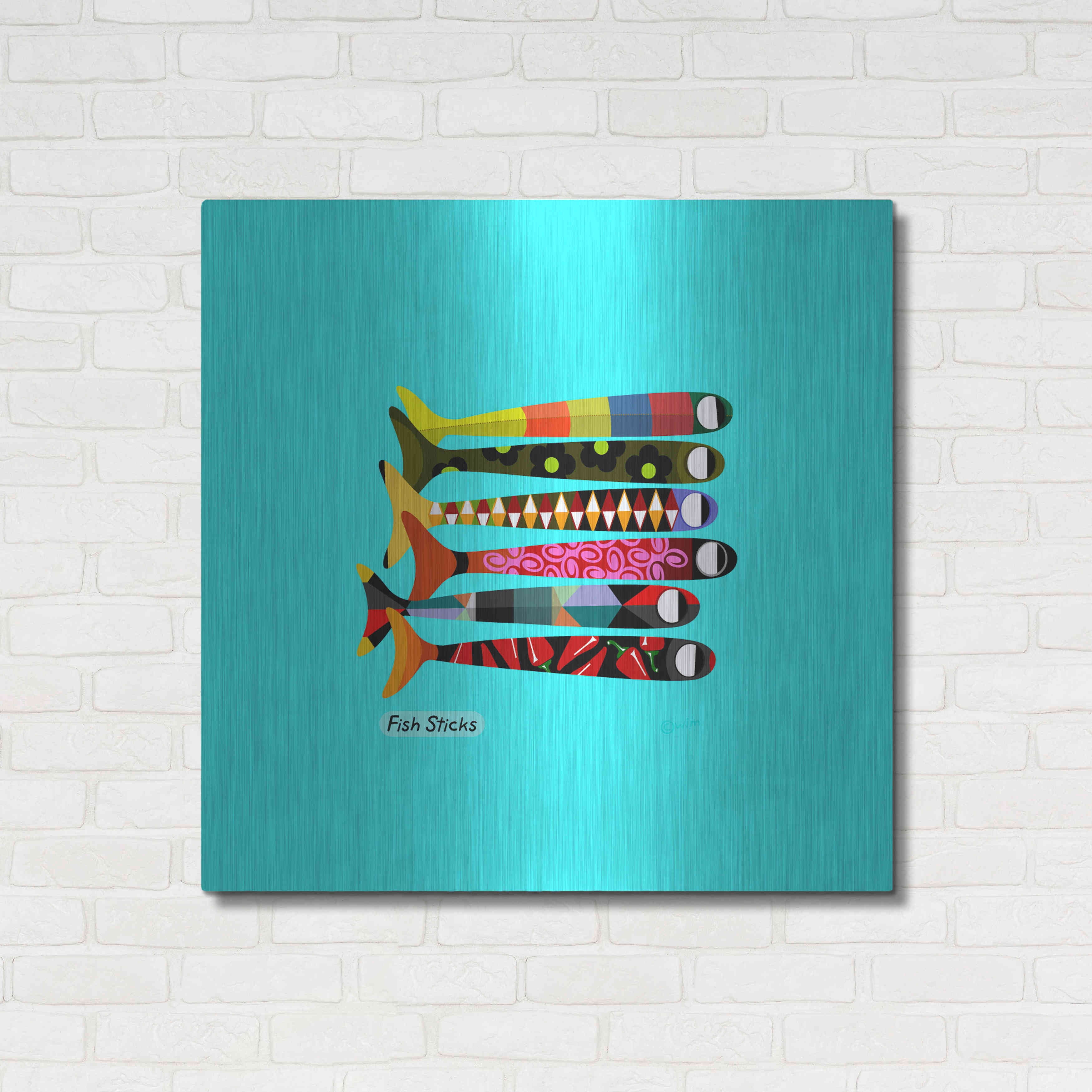 Luxe Metal Art 'Fish Sticks' by Chuck Wimmer, Metal Wall Art, 12"x12" -  Walmart.com