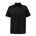 thumbnail image 4 of DPTALR George Women's Short Sleeve V-Neck Collared Button-Down Loose Tunic Blouses-Summer Work Casual Business Tops,Black,Size M, 4 of 5