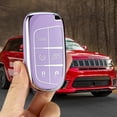 thumbnail image 5 of Key Fob Cover Compatible with Jeep Grand Cherokee Compass Cherokee Renegade Keychain Case Holder Protector,Purple-single Set, 5 of 6