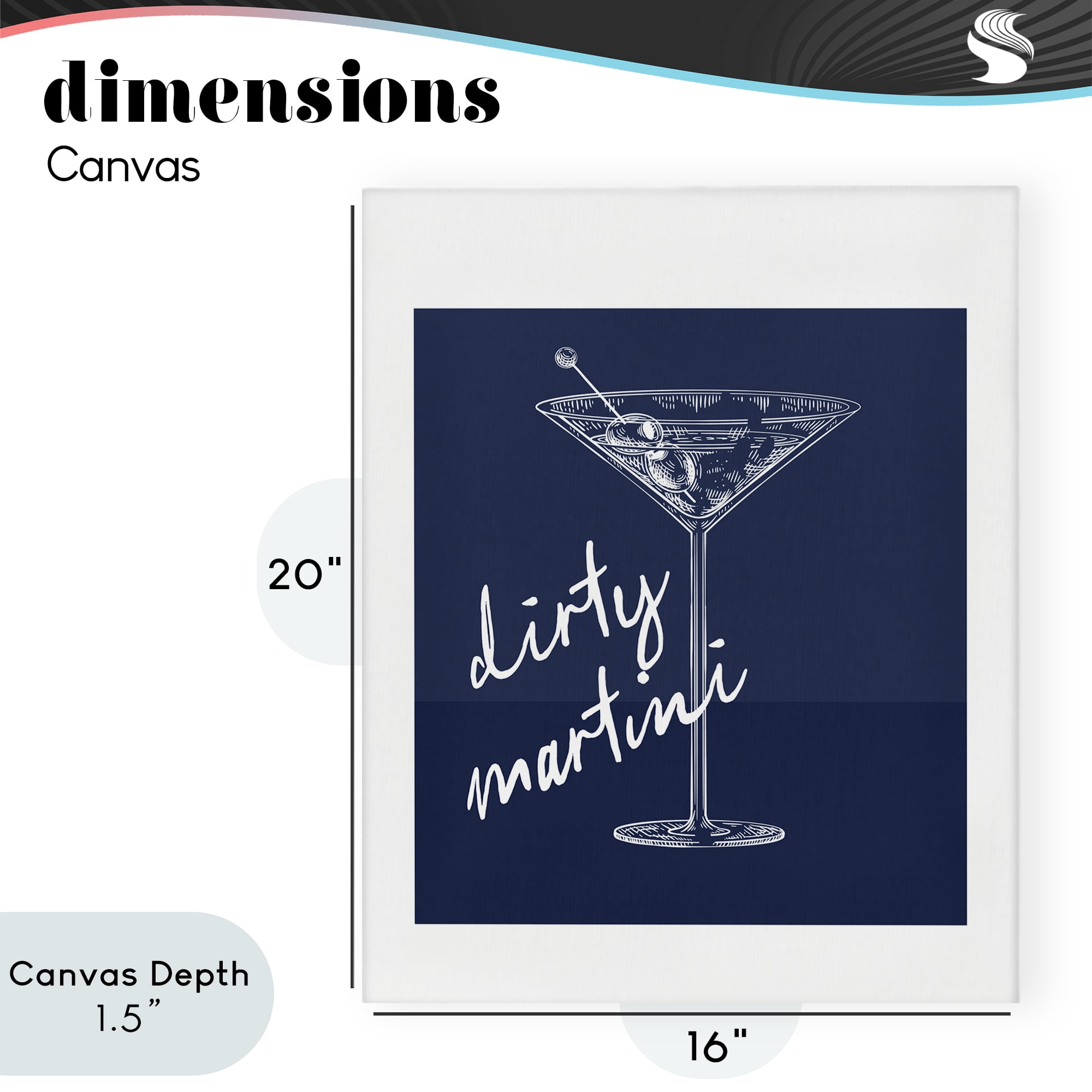Stupell Industries Dirty Martini on Blue Canvas Wall Art, design by Lettered and Lined