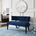 thumbnail image 2 of Posh Living Addilynn 17.8" Velvet Upholstered Bench in Navy/Espresso, 2 of 10