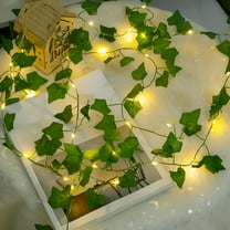 HIBIBUD 32.8Ft Green Ivy Leaves Fairy String Lights,100 LEDs Battery Powered Artificial Garland Plant Vine Fairy Light for Bedroom Wedding Party Holiday Patio Decor (Warm White)