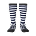 thumbnail image 2 of Picia Women Crew Soft Moisture-wicking Socks Navy Blue And White Stripes Pattern Design Cotton Socks, One Size fit All, 2 of 9