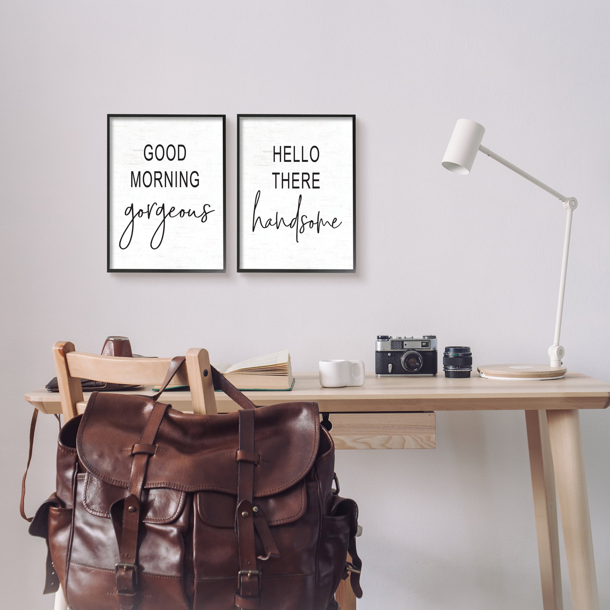 Stupell Industries Good Morning Gorgeous Hello There Handsome Romantic Phrases, 11 x 14, Design by Lettered and Lined
