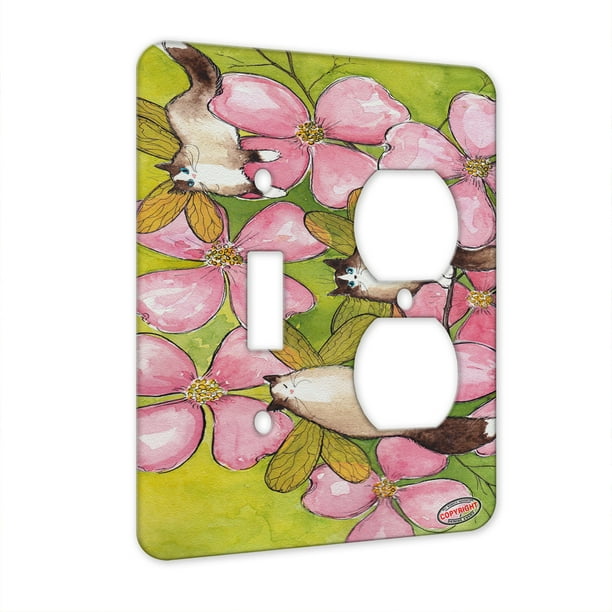 Kuzmark 2 Gang Single Toggle Single Duplex Wall Plate Ragdoll Kitty Fairies With Pink Dogwood Art By Denise Every Walmart Com Walmart Com