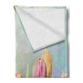 thumbnail image 2 of Pastel Soft Flannel Fleece Blanket, Tulips Flower Bed in Park Serene Landscape Happiness Fresh Spring Environment Image, Cozy Plush for Indoor and Outdoor Use, 50" x 70", Multicolor, by Ambesonne, 2 of 5