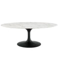 thumbnail image 2 of Modway Lippa 48" Oval Artificial Marble and Metal Coffee Table in Black/White, 2 of 7