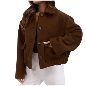 WRKEKC Uniforme de laine poitrine pour femmes Solid Color Classic Hiver Veste Elégante Outerwear