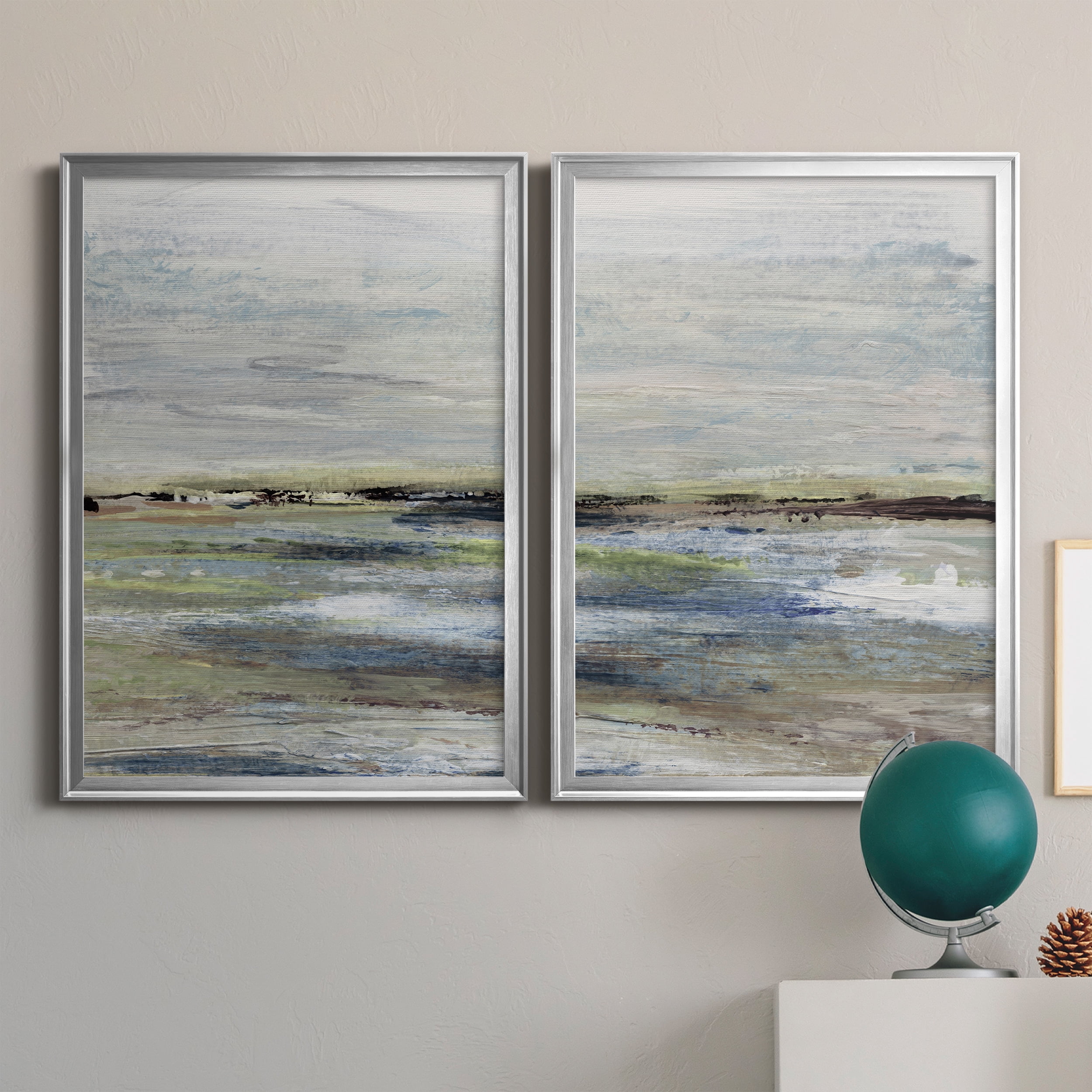 2 Piece Set Wetlands I Premium Framed Canvas - Ready to Hang - 26.5 x 36.5 Each - Silver Frame