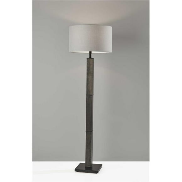 18" X 18" X 61.5" Black Wood Floor Lamp