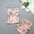 thumbnail image 5 of 2Pcs Women Satin Silk Sleepwear Lace V Neck Tops + Long Pants Pyjamas Set, 5 of 5