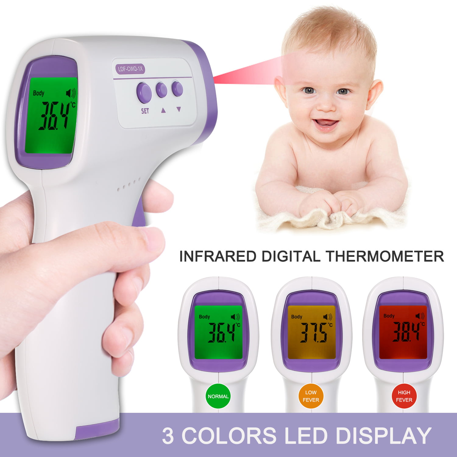 Kafen Thermomètre Infrarouge Front Body Body Adulte Mesure De Température De Surface Médicale pour Soins De Santé LCD Numérique 