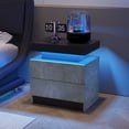 thumbnail image 3 of Nightstand LED Bedside Table Cabinet Lights Modern End Side with 2 Drawers for Bedroom, 3 of 6