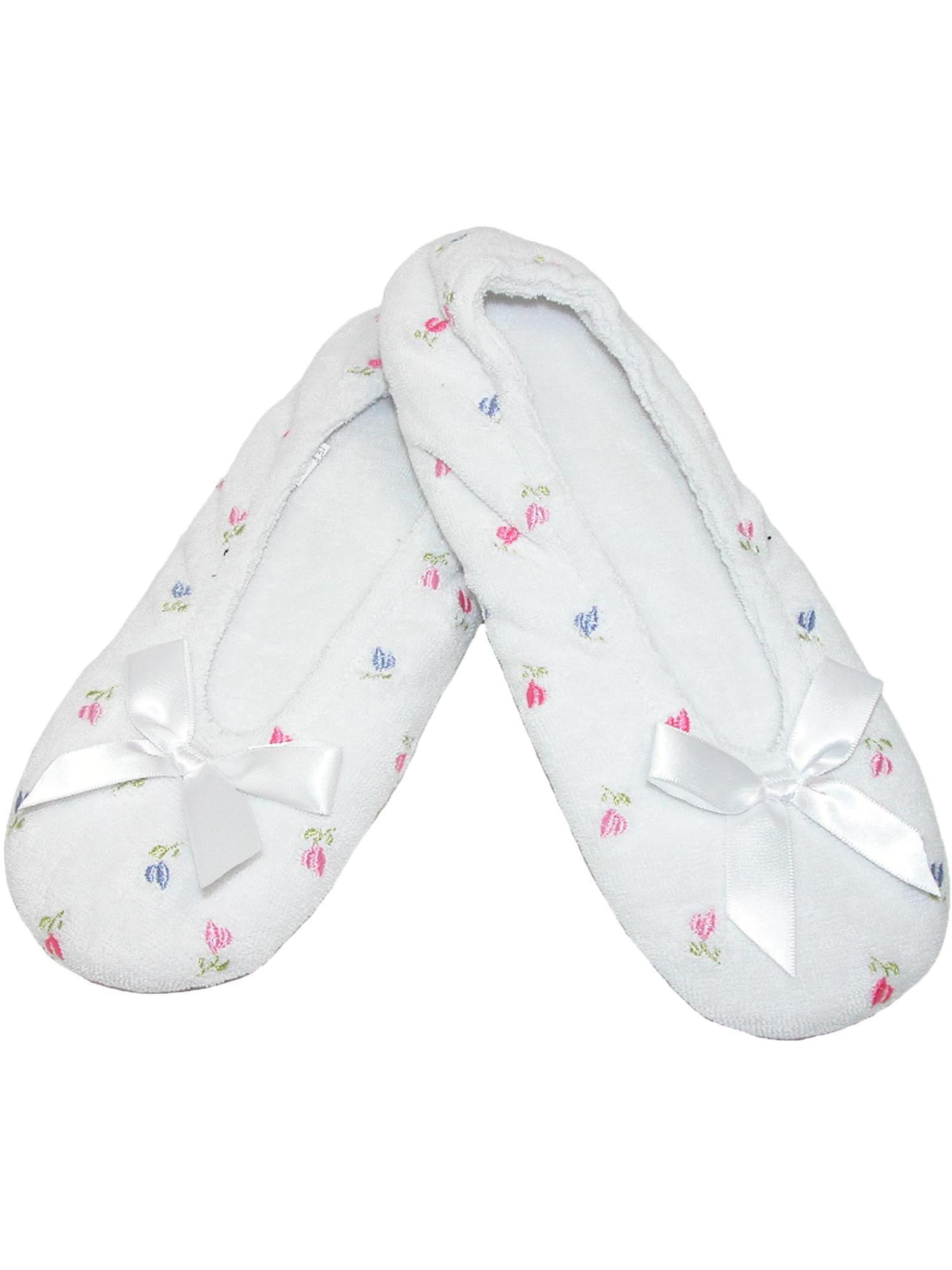 isotoner signature terry ballet flat slippers with satin bow