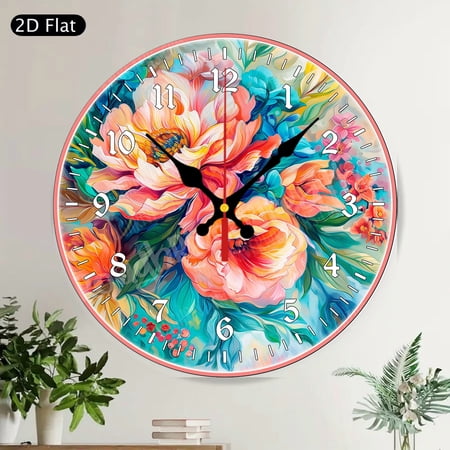 Cute Ladybug Welcome Red Polka Dot Round Wall Clock Silent Farmhouse Kitchen Decor