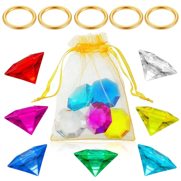 Juego de anillos dorados ZCYSRLQIN de 12 piezas con gemas acrílicas y bolsa