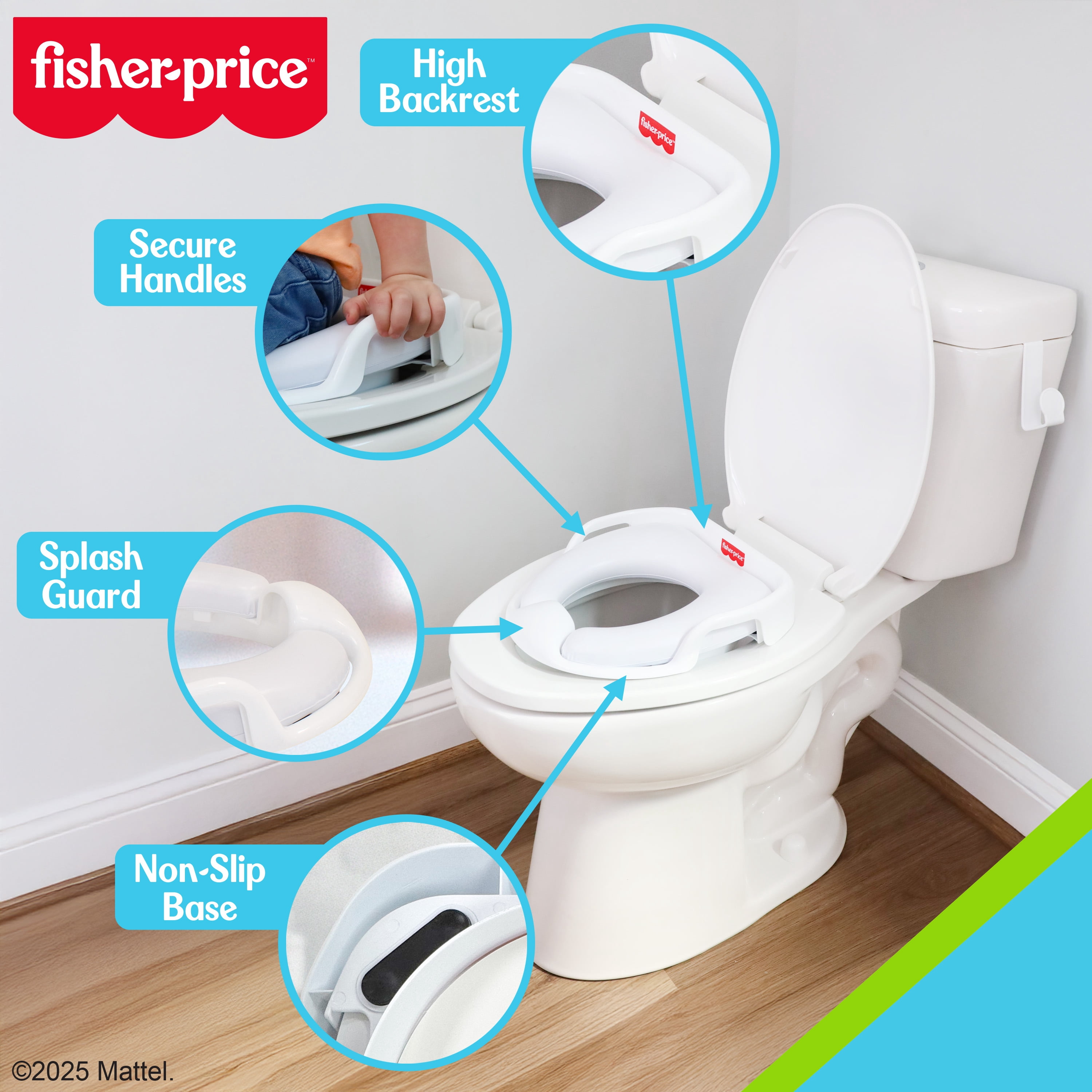 Fisher-Price Ready & Steady Deluxe Potty Seat for Toddlers with Soft Padded Ring