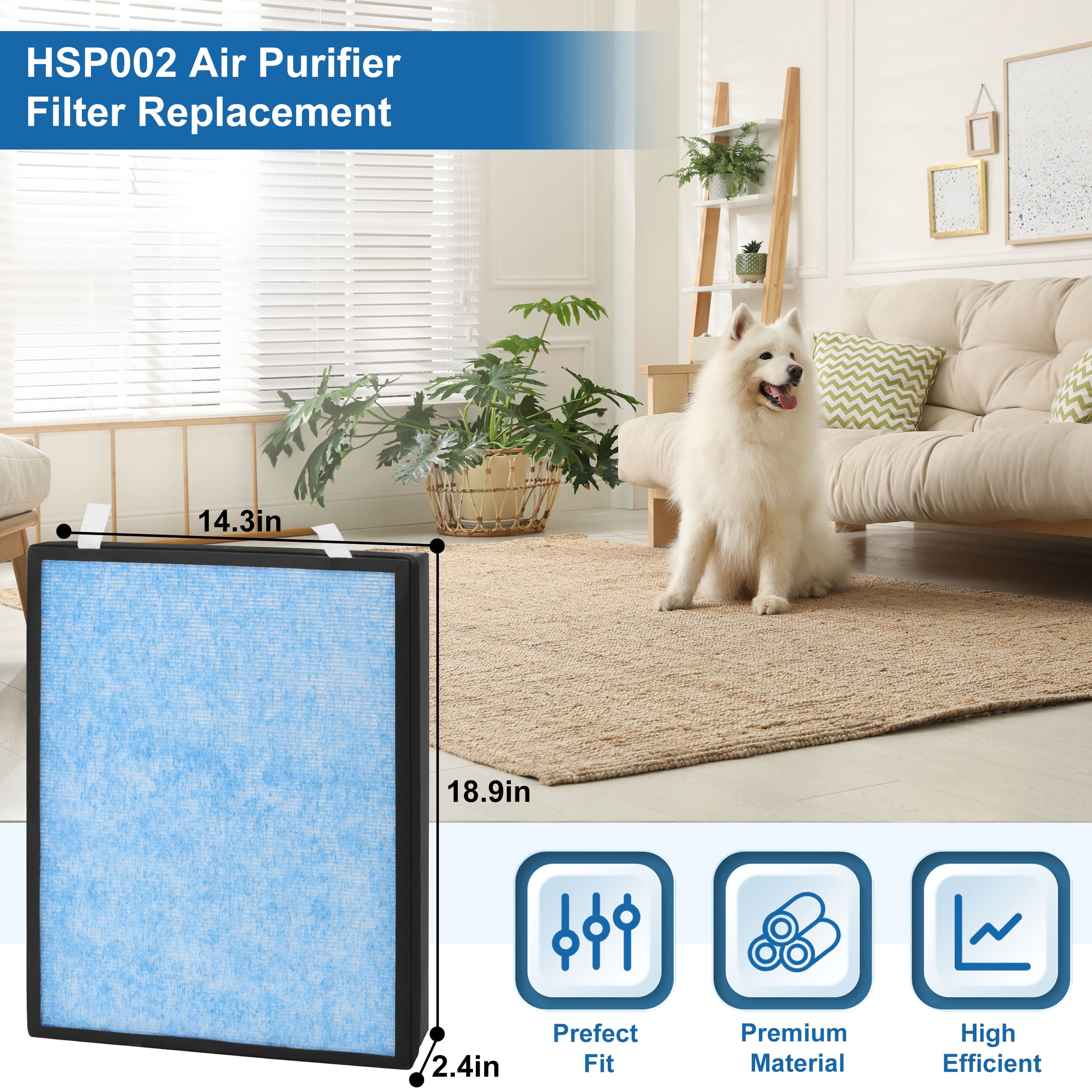 AMI PARTS 4-in-1 H13 True Hepa Filter Replacement for Smart 2.0 Air Purifier Filters HSP002, , 1 Pack