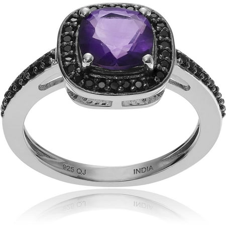 Brinley Co. Women's Spinel Amethyst Rhodium-Plated Sterling Silver Halo Fashion Ring