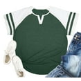 thumbnail image 3 of YI XIANG RAN Plus-Size Shirt for Women Summer V Neck T Shirts Raglan Striped Sleeve Tees Color Block Top XL-4XL, 3 of 5