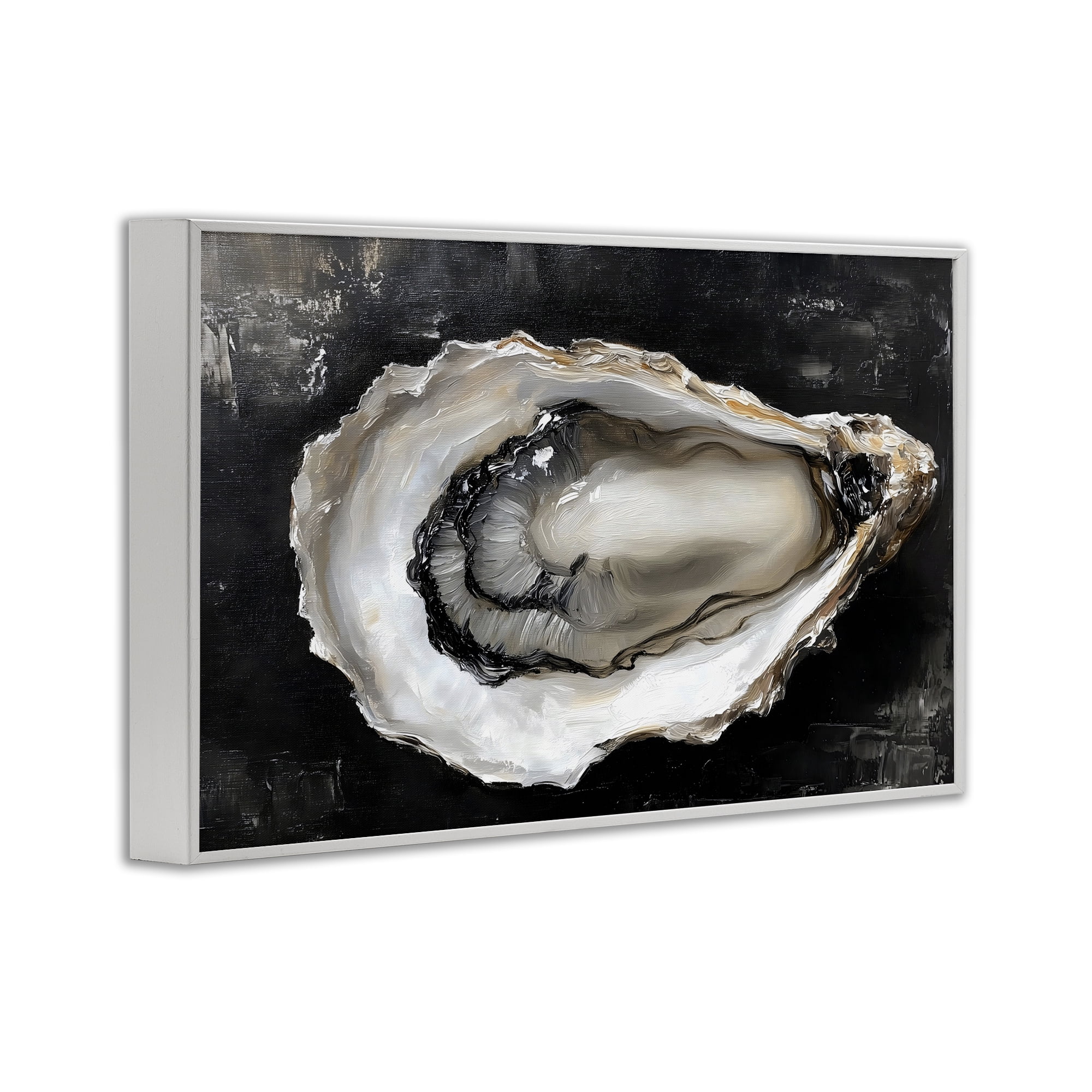 Stupell Industries Black Oyster Pearlescent Shell White Framed Giclee Art, design by LSR Design Studio