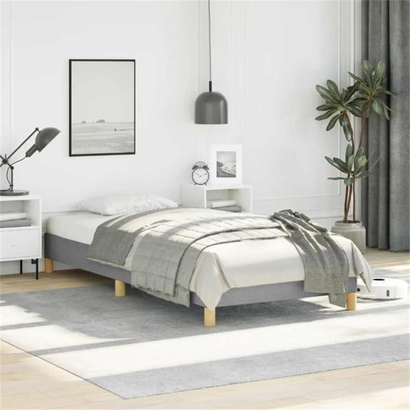 Bowery Hill Contemporary Engineered Wood Twin Bed Frame in Light Grey