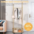 thumbnail image 6 of Qiyester Modern Gold Coat Rack Upgraded Thickened Cactus Clothes Rack with Storage Basket, Movable Coat Rack Suitable for Bedroom, 6 of 9