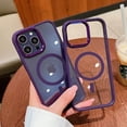 thumbnail image 2 of Funda magnética acrílica híbrida de color púrpura profundo para iPhone 14 Plus 13 Pro Max 12 14Pro, carga inalámbrica Magsafe, cubierta de teléfono a prueba de golpes, 2 of 3