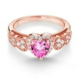 thumbnail image 3 of Gem Stone King 1.38 Ct Heart Shape Pink Mystic Topaz 18K Rose Gold Plated Silver Ring, 3 of 5