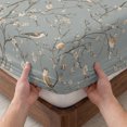 thumbnail image 3 of Cal.King Size Fitted Sheet Set - Tree Birds 3 Piece Bedding Sets 16" Deep Pocket Fitted Sheet with 2 Pillowcases, Vintage Grey Flower Floral Branch Spring Brushed Microfiber Hotel Luxury Bed Sheets, 3 of 9