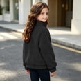 thumbnail image 4 of Fancifize Fancifize Half Zip Sherpa Fleece Sweatshirts for Boys Girls, Mock Neck Fuzzy Warm Pullover Tops with Pockets, 3-14 Years, 4 of 7