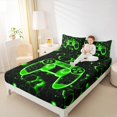 thumbnail image 3 of Manfei Futuristic Green Gamepad Twin Sheet Sets, Psychedelic Starry Sky Twin Fitted Sheet, Teens Kids Boys Flat Sheet, Breathable Home Decor, 3pcs, 3 of 6
