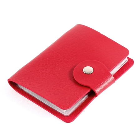 Unique Bargains Lady Faux Leather Cover Rectangular Button Press Bank Credit ID Card Holder