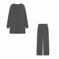 thumbnail image 2 of Women'S 3 Piece Knit Lounge Set Long Sleeve Cardigan Sleeveless Top Pants Sweatsuit Dark Gray 4XL, 2 of 4