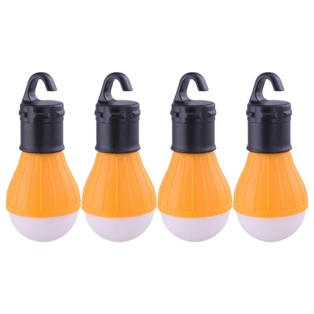 4pcs Camping Mini Tent Tent Light 3led Impermeable Emergencia Camping Light Portable Colgante Luz sin batería (naranja)