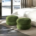 thumbnail image 3 of Nest 19.5" Low Round Upholstered Ottoman with Moss Green Fleeced Teddy Fabric, 3 of 6