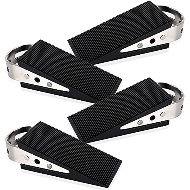 Paquete de 4 topes de puerta, topes de puerta de acero inoxidable, topes de goma, topes de puerta de seguridad de cuña, topes de puerta resistentes para todo tipo de suelos Ormromra HMHZ1531