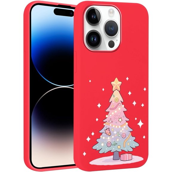 Christmas Print Phone Case for iPhone 8/SE 2022/7/SE 2020 4.7", with Aesthetics Pattern Design Soft TPU Silicone Xmas Cases, Shockproof Bumper Protector Camera Girls Women Cover, Tree B