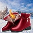 thumbnail image 2 of Tuphregyow Women's Winter Snow Boots Cozy Faux Lined Ankle Booties with Anti Slip Sole, Waterproof Outdoor Slip Ons, Comfortable Warm, Gift for Classic Outdoor Comfort, Office Dressy Wear Red 36, 2 of 9
